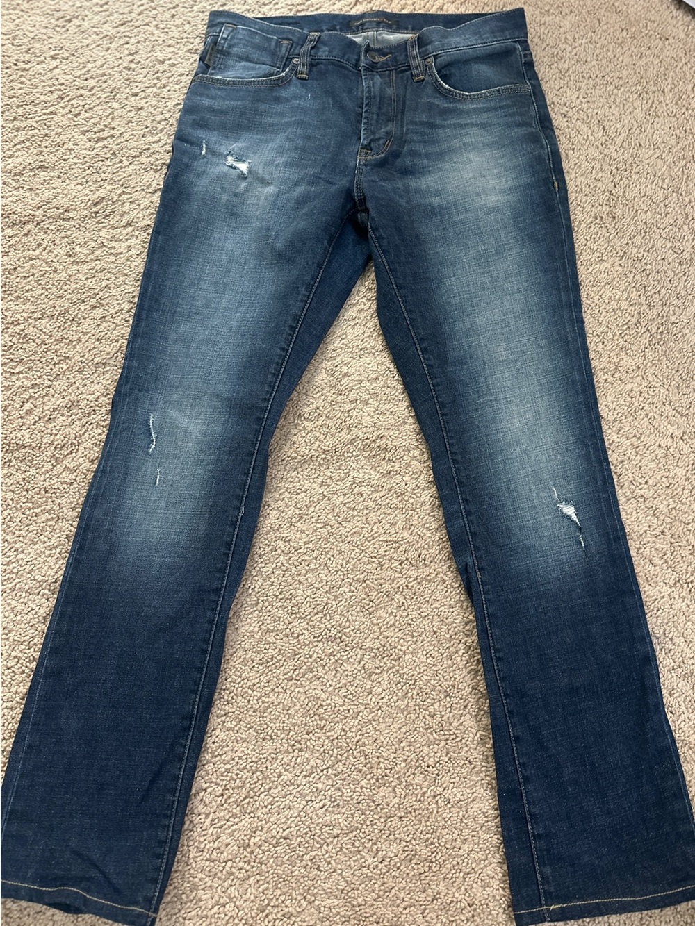 John Varvatos USA Bowery Slim Straight Jeans Men’s 29 Distressed Blue